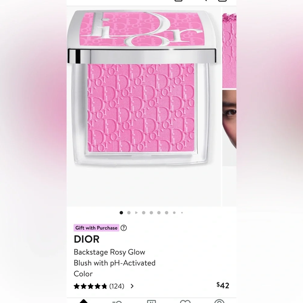 DIOR Backstage Rosy Glow Blush with pH-Activated Pink With Dust Bag , W/Box